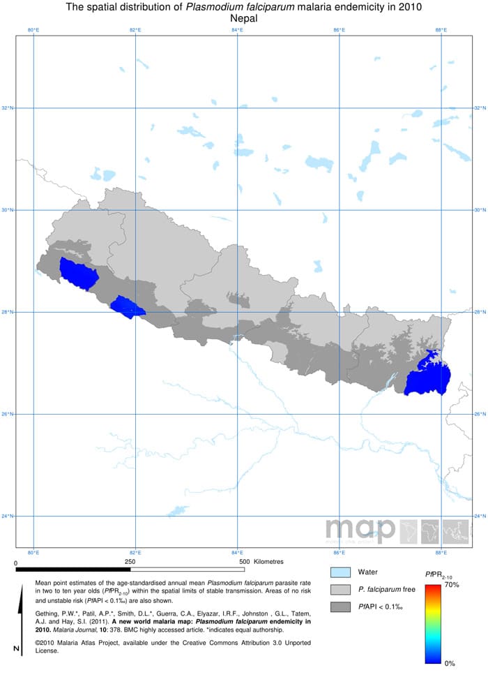 Mapa de la malaria en Nepal