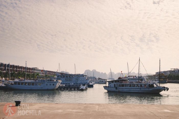 El puerto y los barcos para turistas