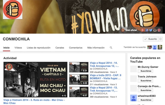 El canal de youtube de Conmochila