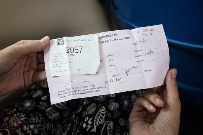 El resguardo para recoger el pasaporte
