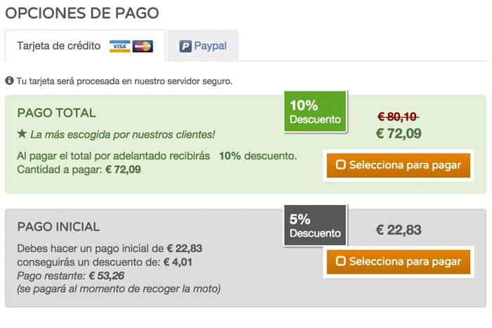 Métodos de pago