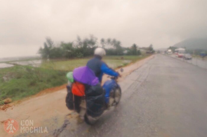 Arrastrando la moto...