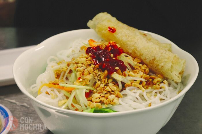 Detalle de los noodles de arroz
