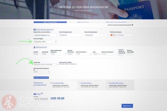 Rellena los datos