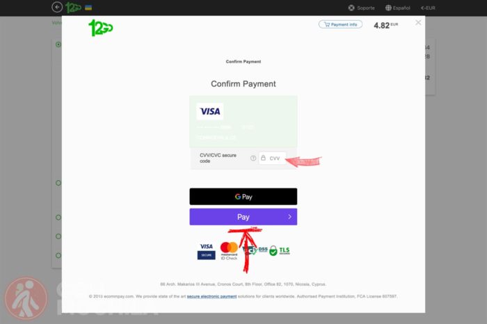 Código de verificación de la tarjeta