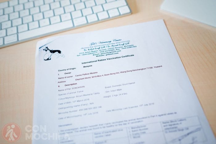 certificado internacional de vacunación de la rabia