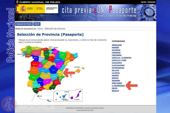 4. Selecciona tu PROVINCIA para realizar las gestiones