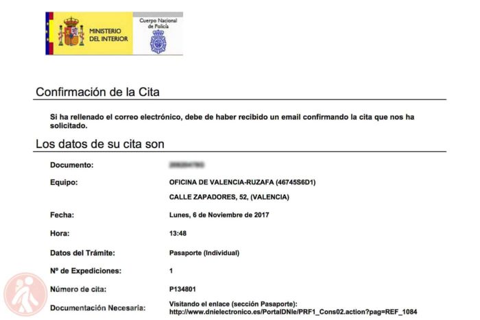 9. Confirmación de la cita previa lista para imprimir