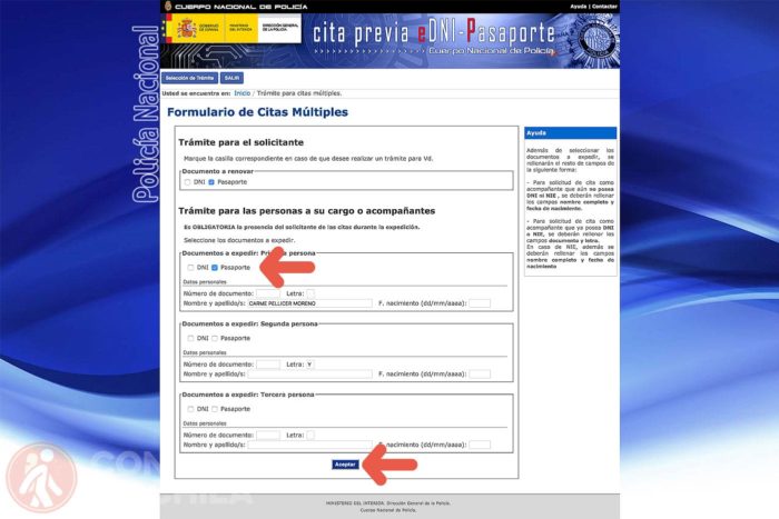 4b. Introduce los datos de tu/s acompañante/s