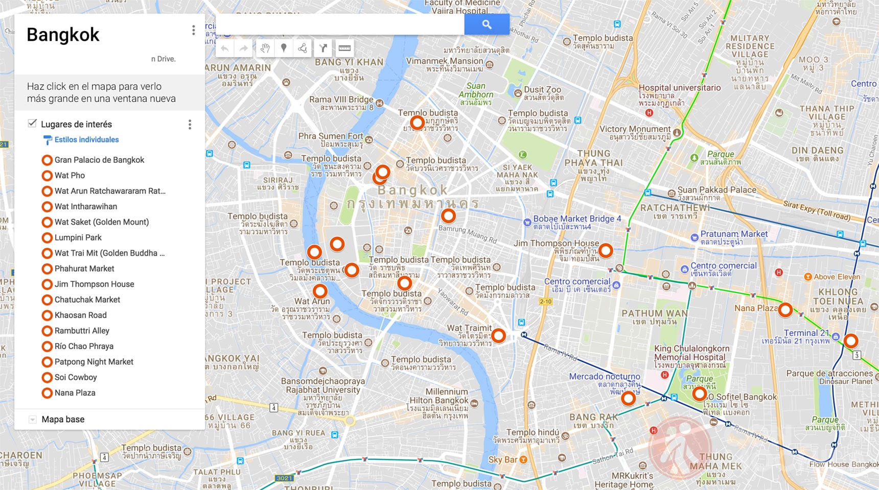 Mapa de Bangkok