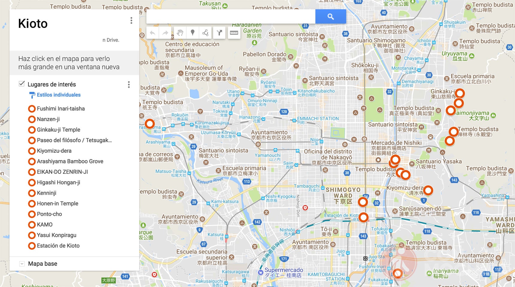 Mapa de Kioto