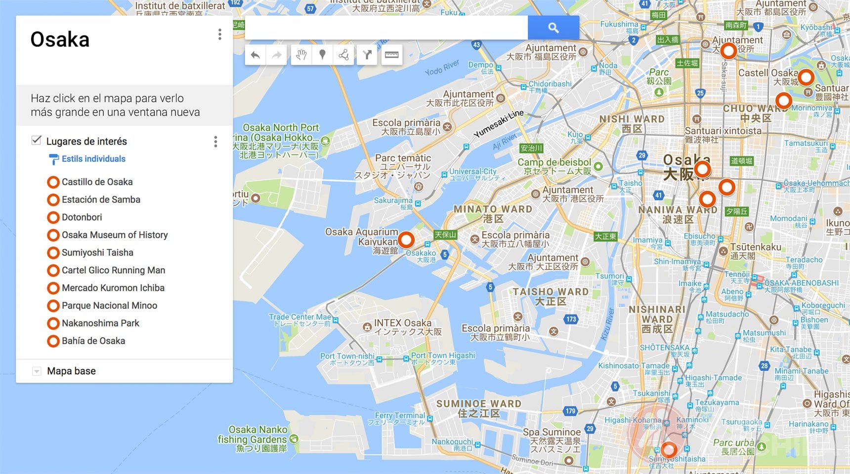 Mapa de Osaka