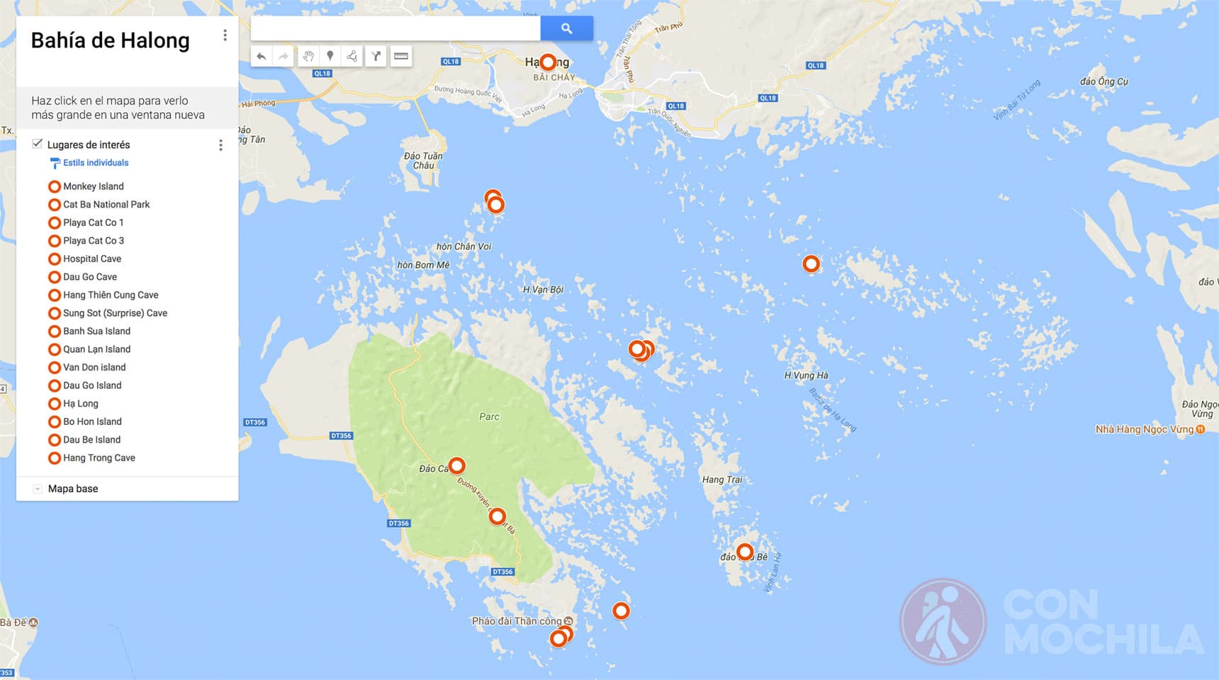 Mapa de la Bahía de Halong