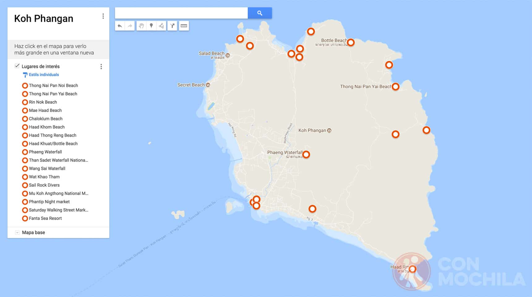 Mapa de Koh Phangan