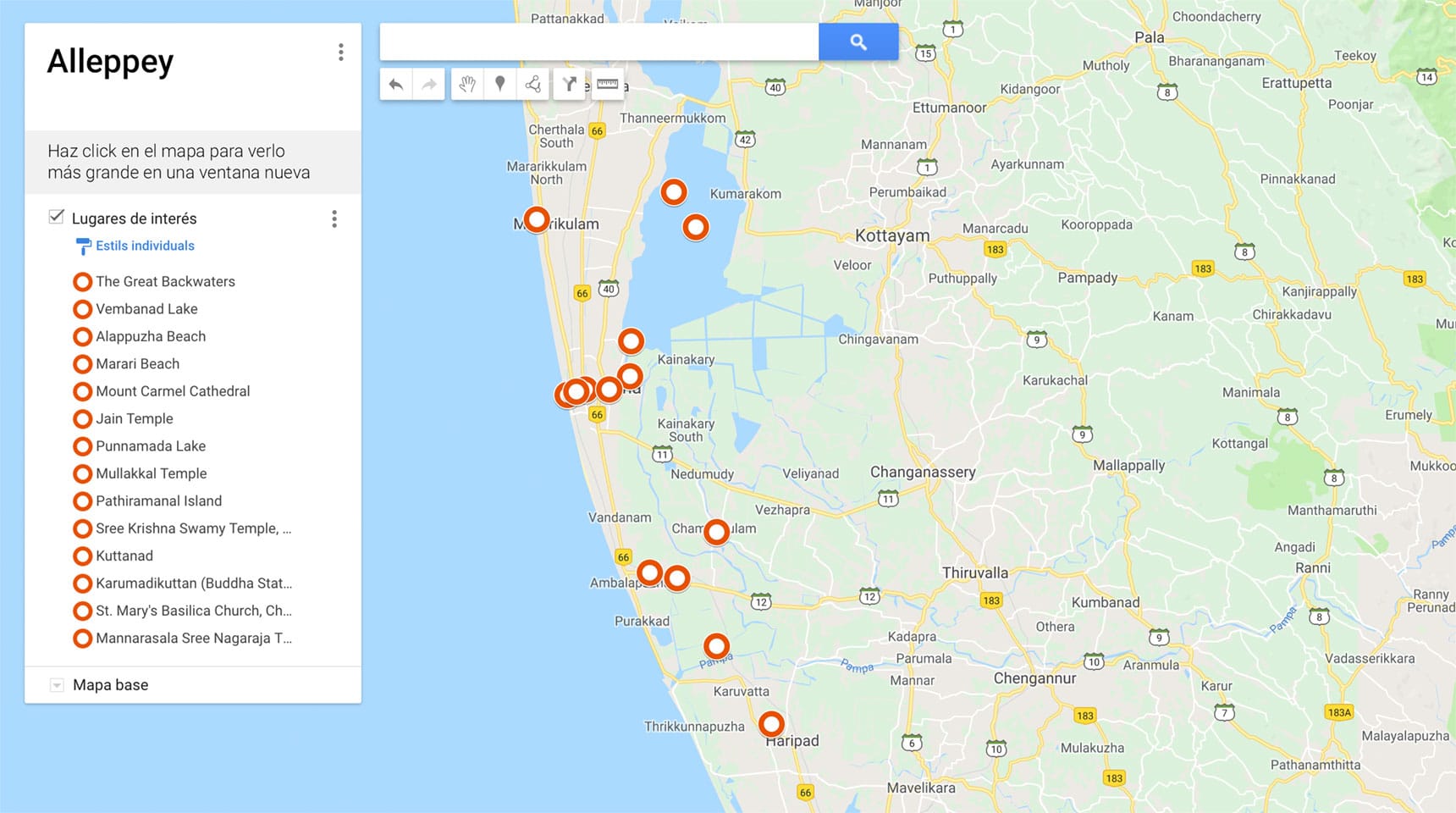 Mapa de Alleppey