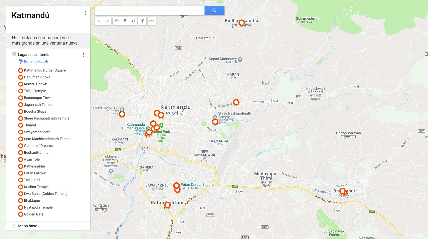 Mapa Katmandú