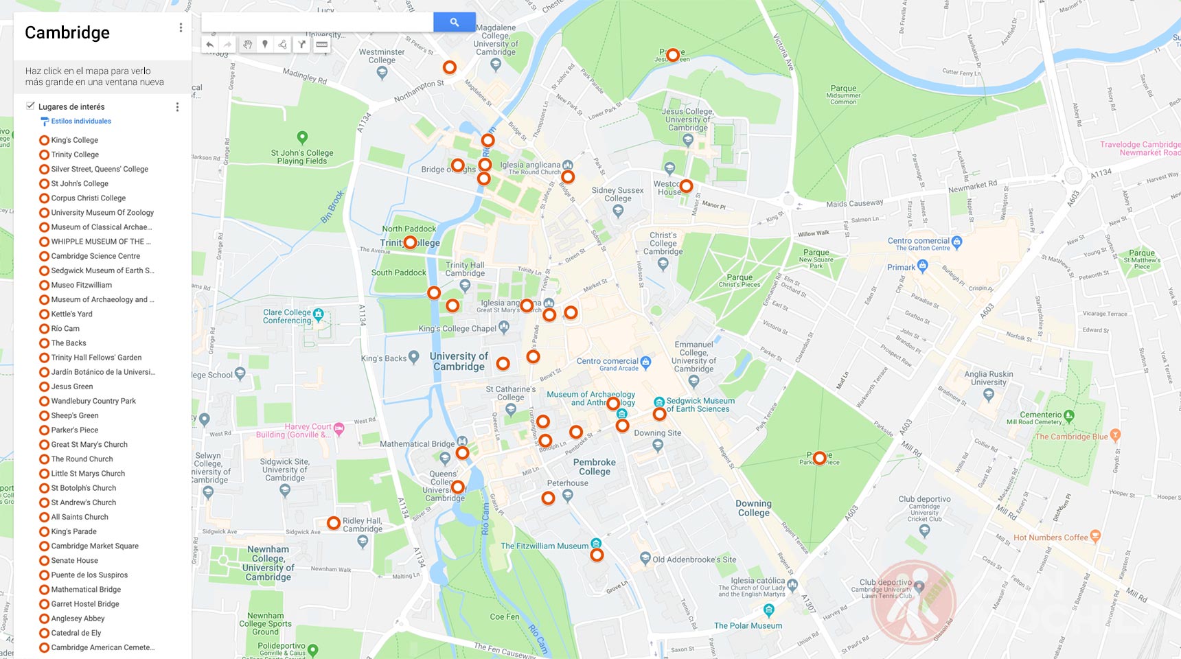 Mapa Cambridge
