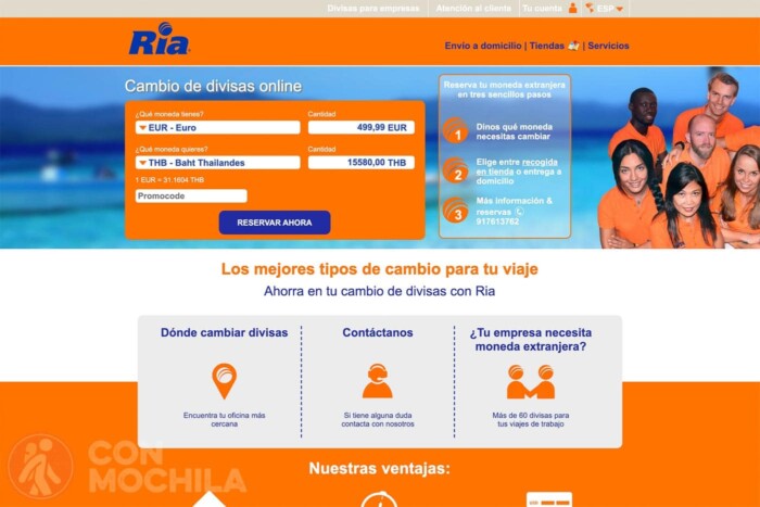 Ria cambio de moneda