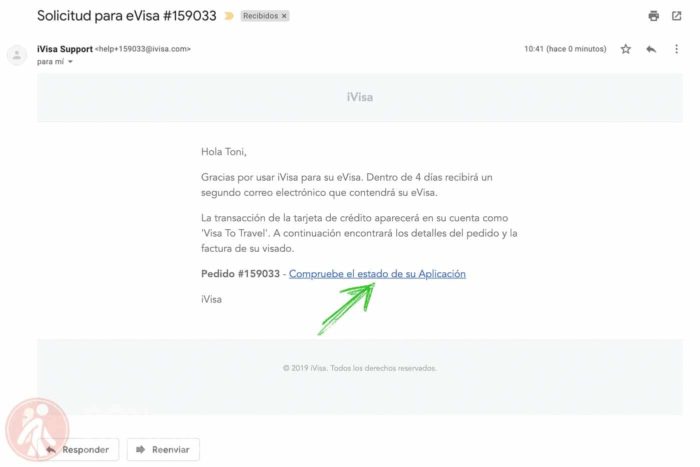 Mail de verificación del proceso