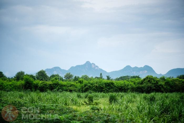 Paisajes verdes con las montañas siempre de fondo