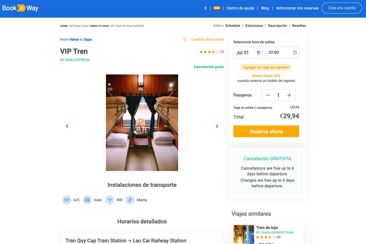Comprobar y reservar