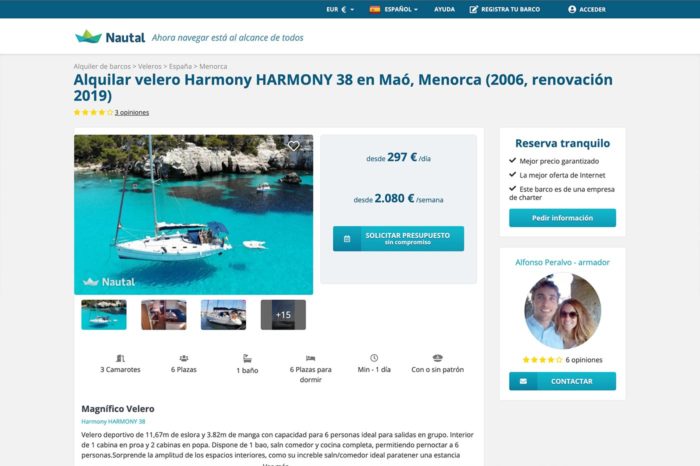 Detalle de un alquiler de un velero