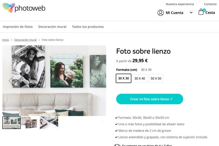 Imprimir foto sobre lienzo