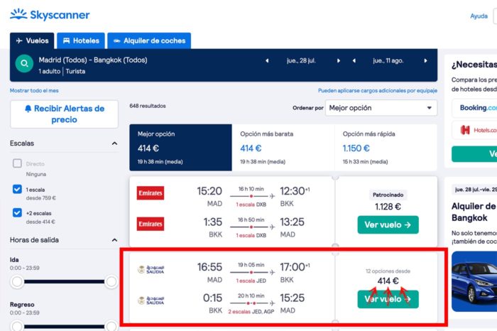 Vuelo de Madrid a Bangkok por 414€ con Saudia