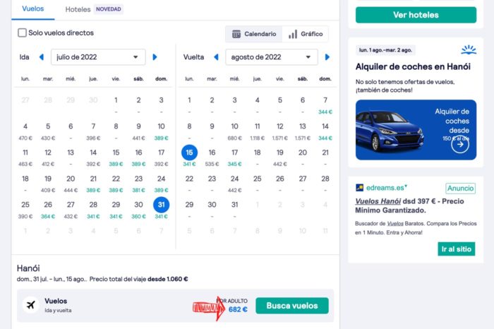El vuelo más barato de Madrid a Hanoi