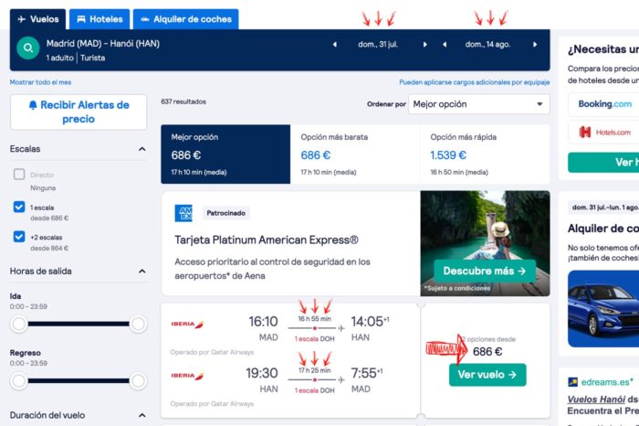 Vuelo de Madrid a Hanoi por 686€ con Iberia (operado por Qatar) de menor duración