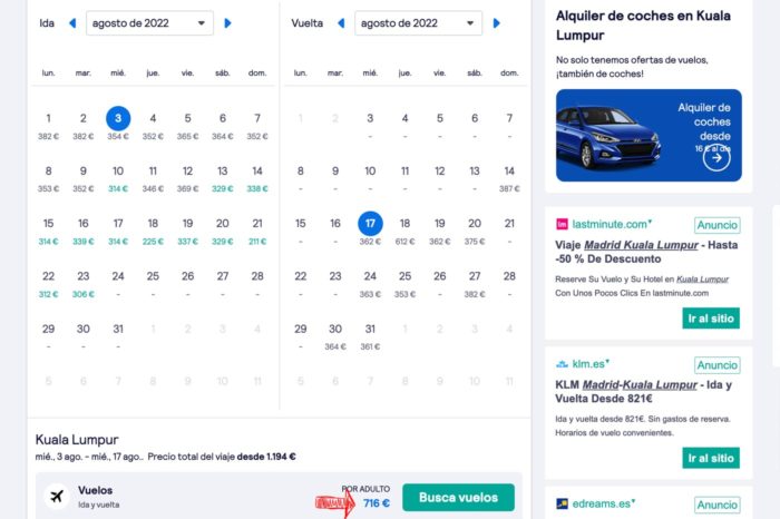 Buscado vuelos económicos a Malasia del 2 al 17 de agosto