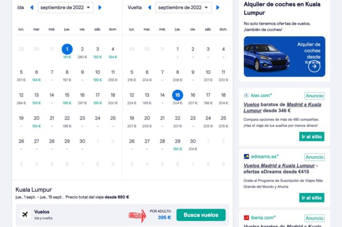 Vuelo a Malasia desde España desde solo 395€