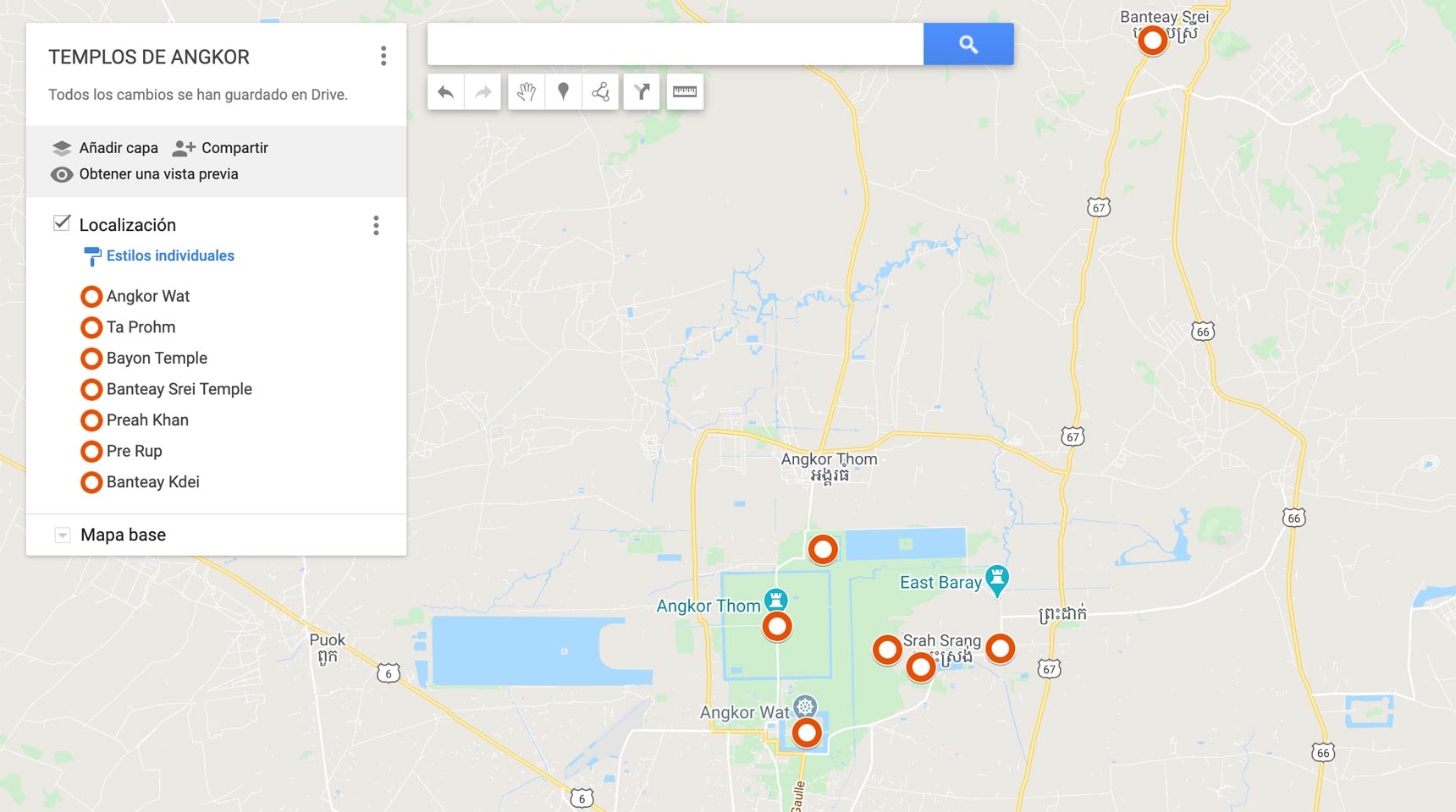 Mapa de los Templos de Angkor