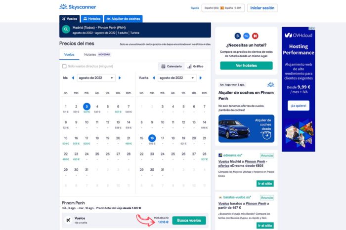 Buscado vuelos económicos a Phnom Penh del 3 al 16 de agosto
