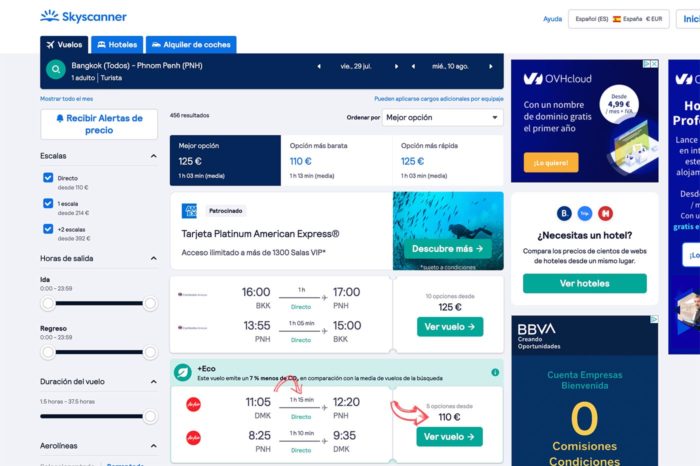 Vuelo de Bangkok a Phnom Penh por 110€