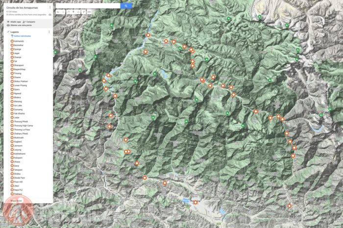 Mapa trekking Annapurna