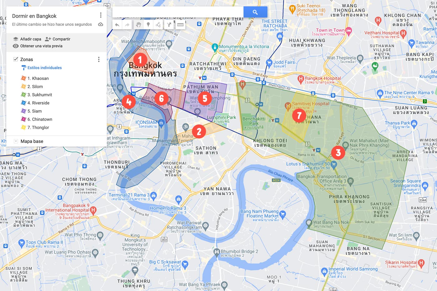 Mapa dormir en Bangkok