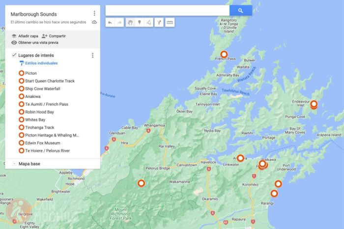 Mapa Marlborough Sounds 