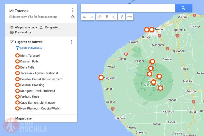 Mapa Mt Taranaki