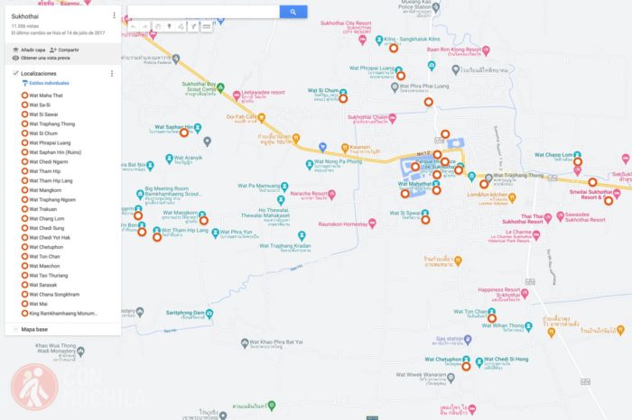 Mapa de Sukhothai