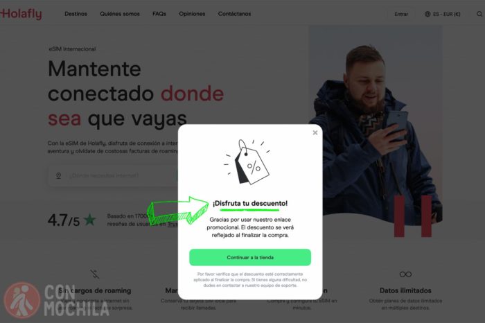 Web con el descuento activado