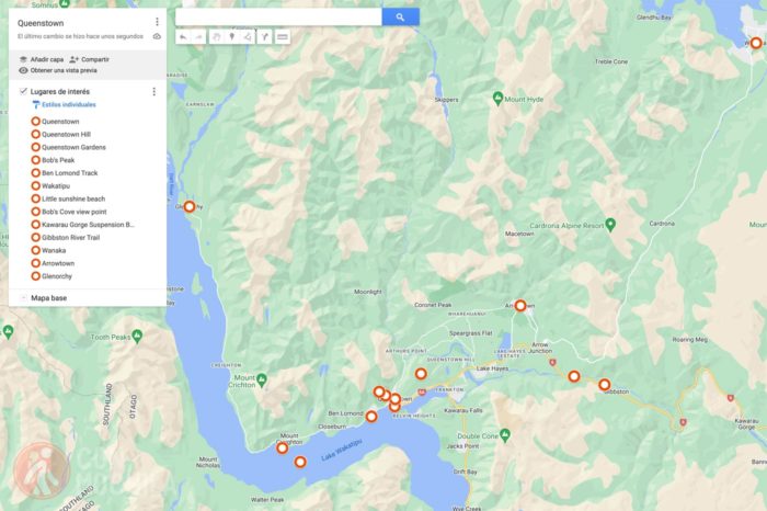 Mapa Queenstown