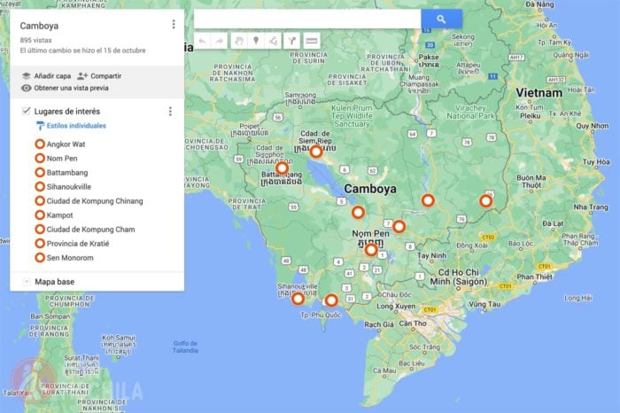 Mapa Camboya
