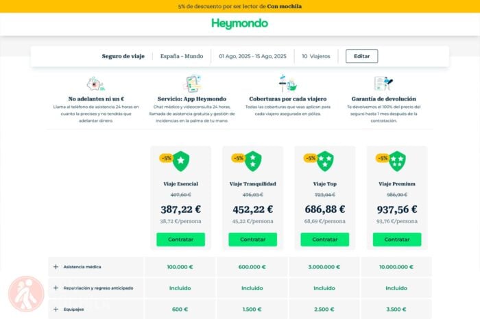 Descuento del 20% a partir de 10 viajeros