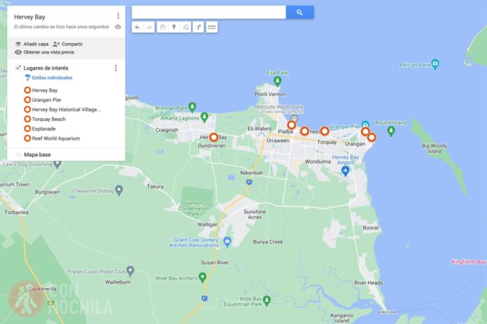 Mapa Hervey Bay