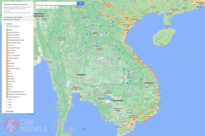Mapa de la ruta