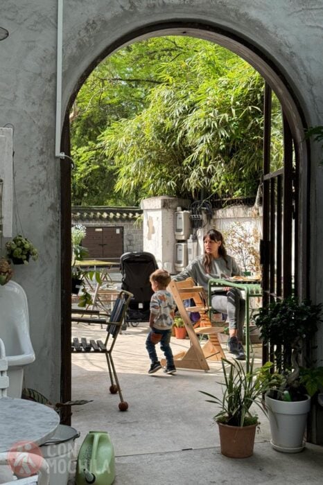 Intentando desayunar en una terraza