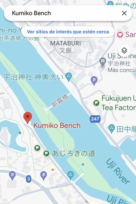 Ahí está, bien señaladito en Google Maps, para que nadie se pierda: el banco de Kumiko