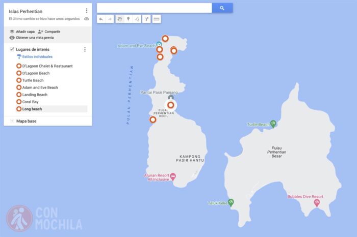 Mapa Islas Perhentian