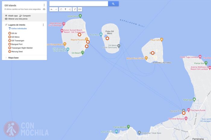 Mapa Gili Islands